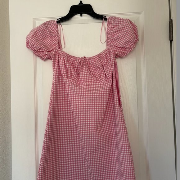 Zara Women's Pink and White Checkered Dress - Picture 2 of 6